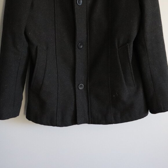 Black Label Mens Black Sz 40 Stockhomme Full Zip Buttoned Wool Blend Lined Coat - Picture 11 of 14